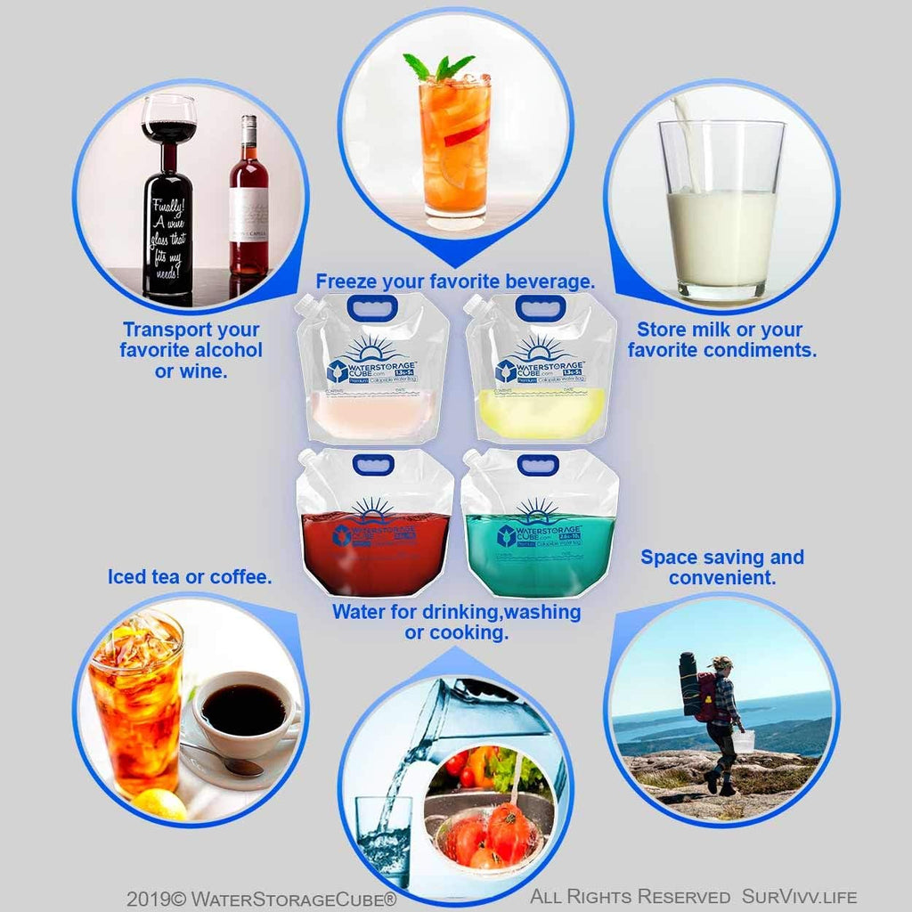 Premium Collapsible Water Container Bags 1.3 Gal (2-Pack)