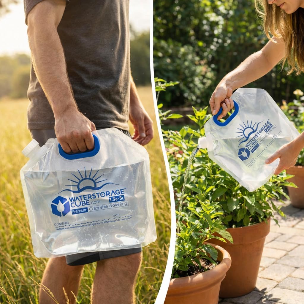 Premium Collapsible Water Container Bags 1.3 Gal (2-Pack)